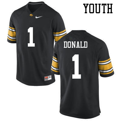 Youth #1 Nolan Donald Iowa Hawkeyes College Football Jerseys Sale-Black